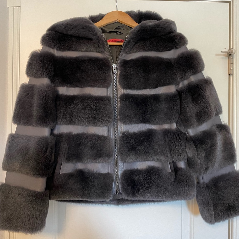 NEW GIORGIO AND MARIO 100% REAL RABBIT FUR JACKET